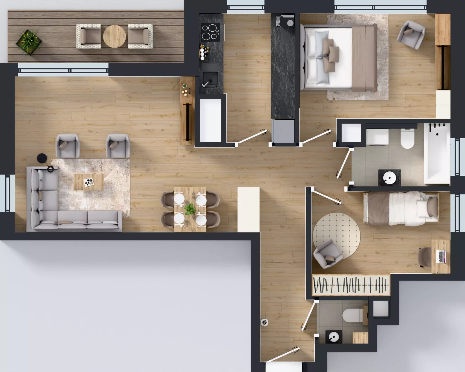 3 pokoje, mieszkanie 66,12 m², piętro 15, oferta nr A1/125, Zaspa Wysoko, Gdańsk, Zaspa, Zaspa-Młyniec, aleja Jana Pawła II