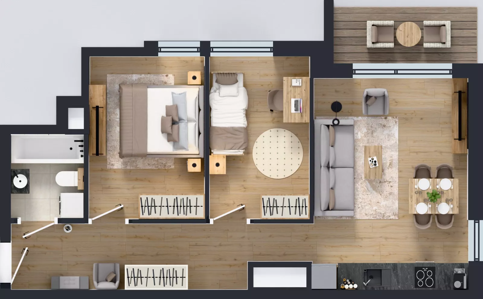 3 pokoje, mieszkanie 53,37 m², piętro 17, oferta nr A1/140, Zaspa Wysoko, Gdańsk, Zaspa, Zaspa-Młyniec, aleja Jana Pawła II