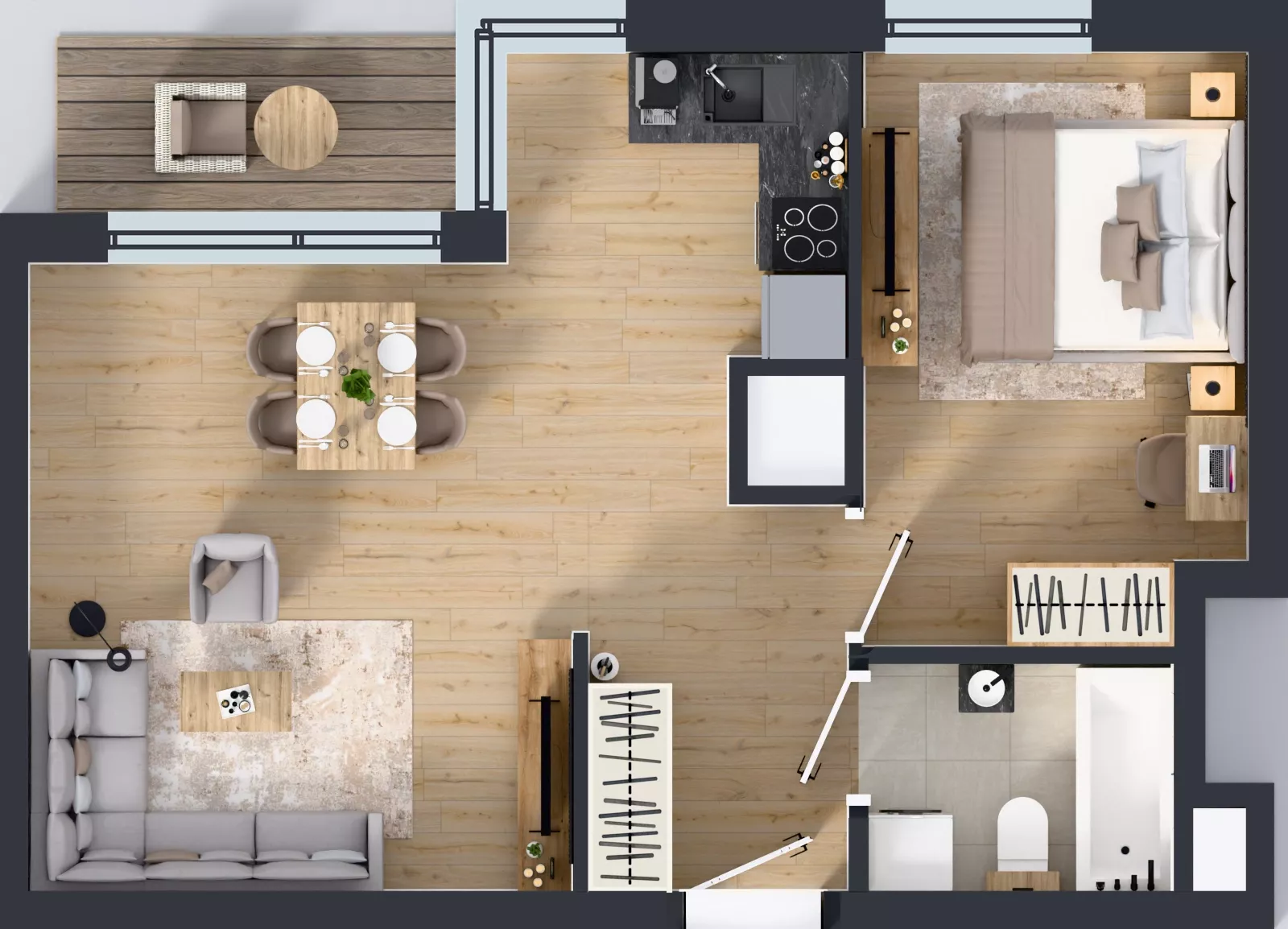 2 pokoje, mieszkanie 43,90 m², piętro 9, oferta nr A1/77, Zaspa Wysoko, Gdańsk, Zaspa, Zaspa-Młyniec, aleja Jana Pawła II