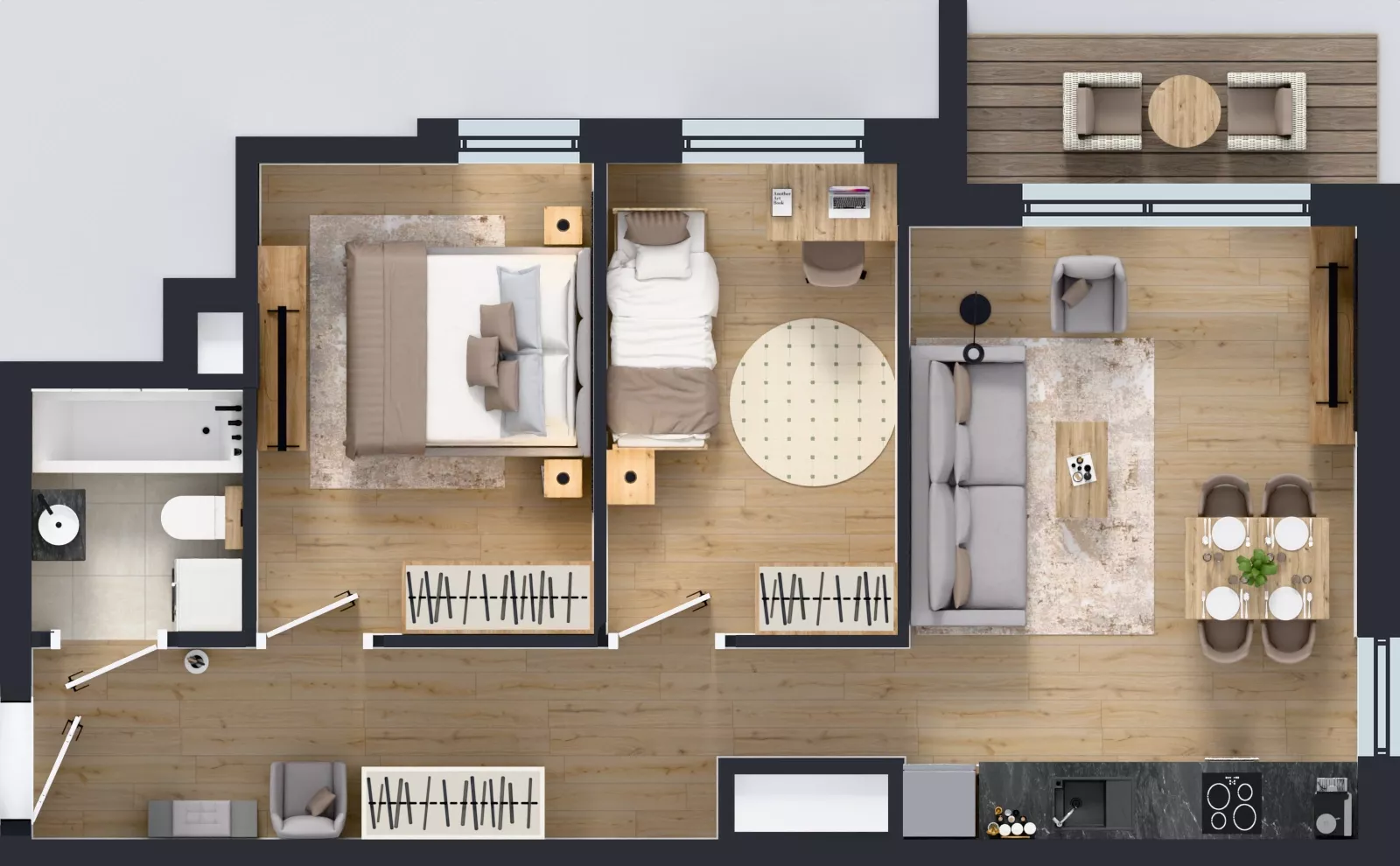 3 pokoje, mieszkanie 53,37 m², piętro 11, oferta nr A1/93, Zaspa Wysoko, Gdańsk, Zaspa, Zaspa-Młyniec, aleja Jana Pawła II