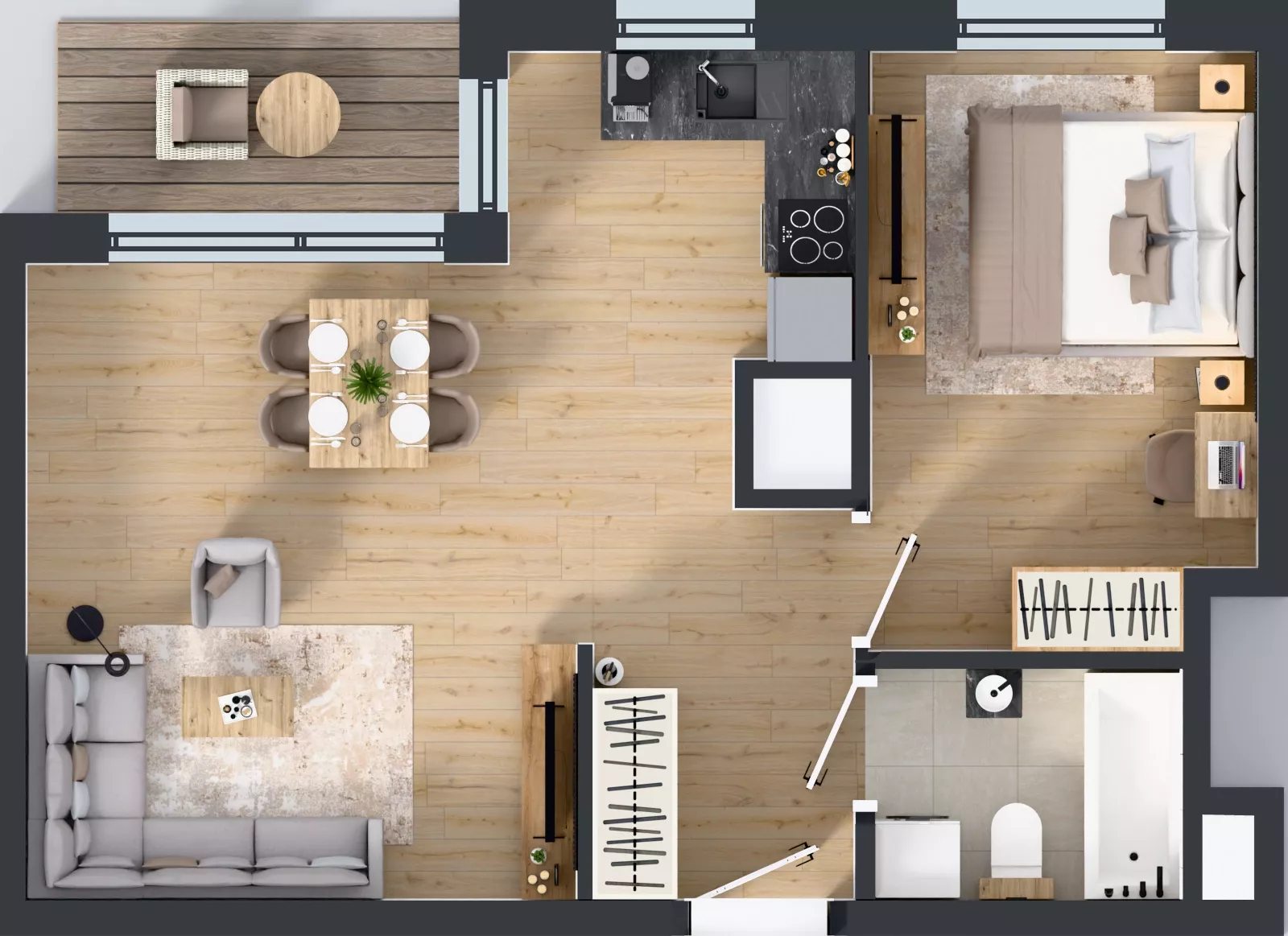 2 pokoje, mieszkanie 44,18 m², piętro 12, oferta nr A1/104, Zaspa Wysoko, Gdańsk, Zaspa, Zaspa-Młyniec, aleja Jana Pawła II