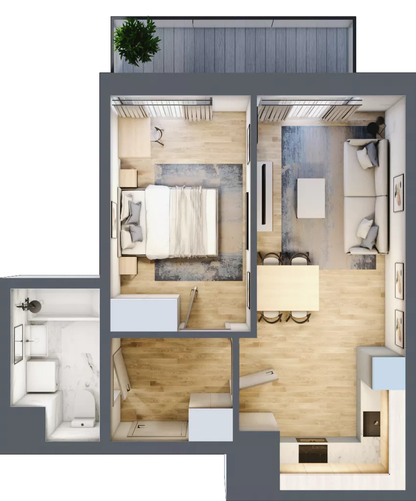 2 pokoje, mieszkanie 38,66 m², piętro 8, oferta nr B/120, 64 Dmowskiego, Poznań, Św. Łazarz, Łazarz, ul. R. Dmowskiego