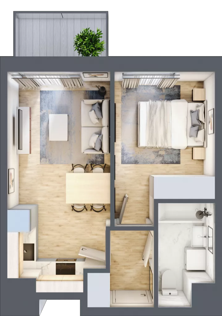 2 pokoje, mieszkanie 32,05 m², piętro 8, oferta nr B/123, 64 Dmowskiego, Poznań, Św. Łazarz, Łazarz, ul. R. Dmowskiego