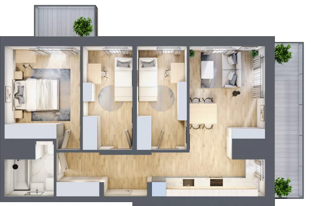 4 pokoje, mieszkanie 63,08 m², piętro 8, oferta nr B/125, 64 Dmowskiego, Poznań, Św. Łazarz, Łazarz, ul. R. Dmowskiego