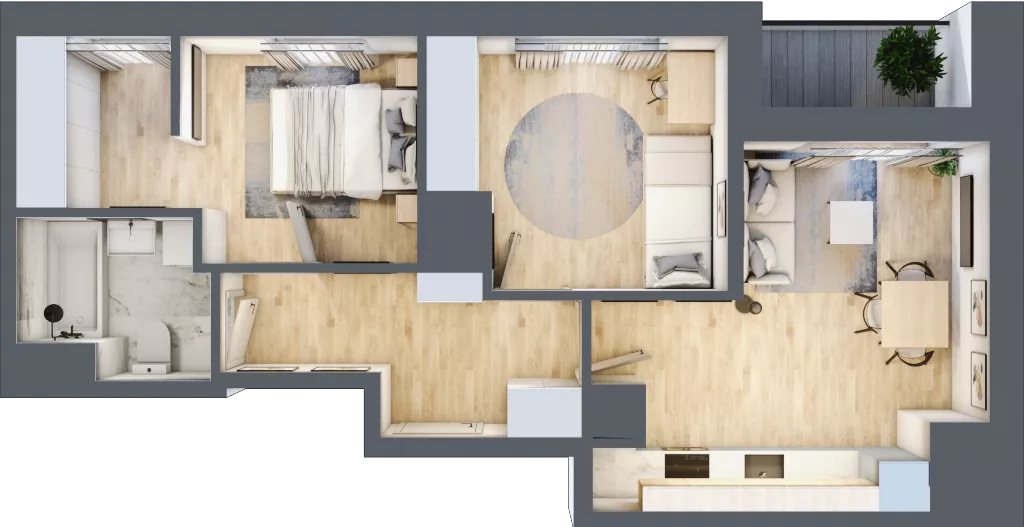 3 pokoje, mieszkanie 48,20 m², piętro 10, oferta nr B/134, 64 Dmowskiego, Poznań, Św. Łazarz, Łazarz, ul. R. Dmowskiego
