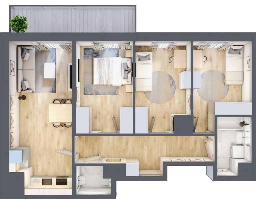 4 pokoje, mieszkanie 67,23 m², piętro 10, oferta nr B/135, 64 Dmowskiego, Poznań, Św. Łazarz, Łazarz, ul. R. Dmowskiego