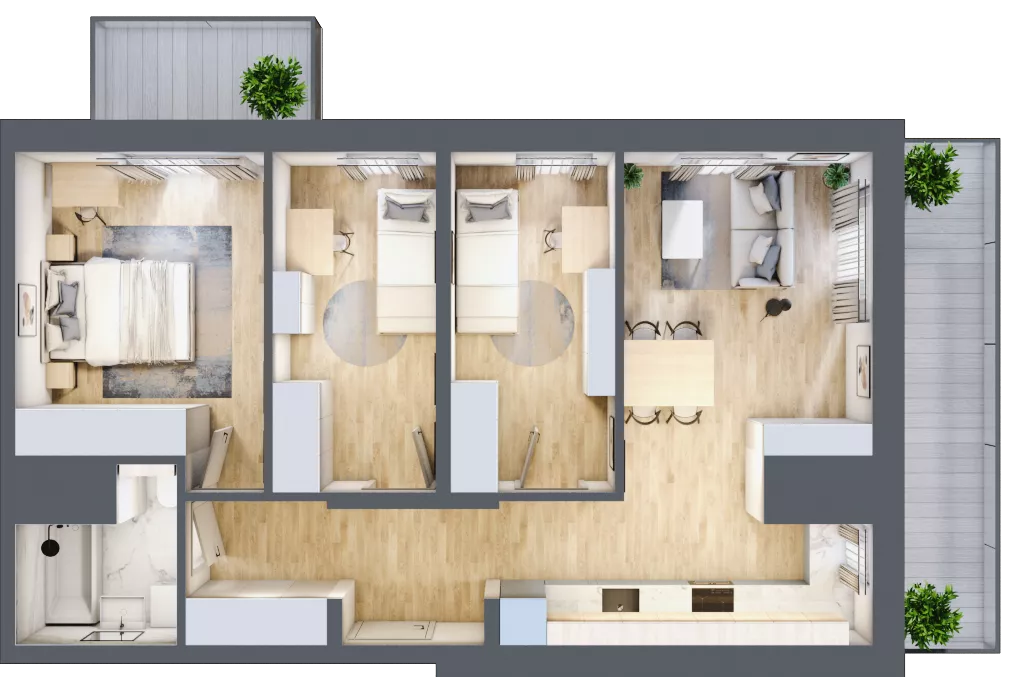 4 pokoje, mieszkanie 63,08 m², piętro 10, oferta nr B/138, 64 Dmowskiego, Poznań, Św. Łazarz, Łazarz, ul. R. Dmowskiego
