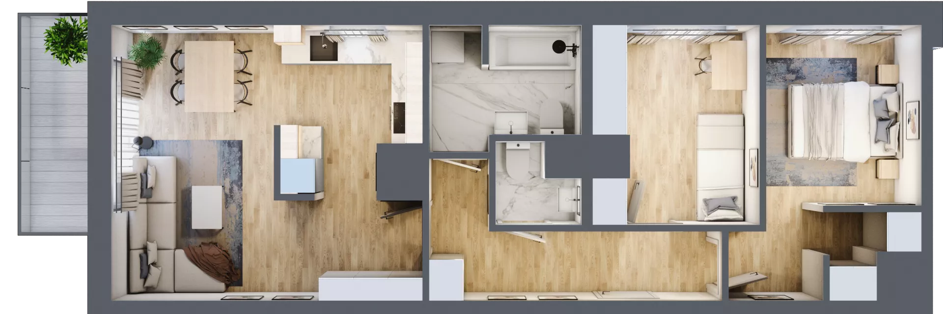 3 pokoje, mieszkanie 61,55 m², piętro 10, oferta nr B/139, 64 Dmowskiego, Poznań, Św. Łazarz, Łazarz, ul. R. Dmowskiego