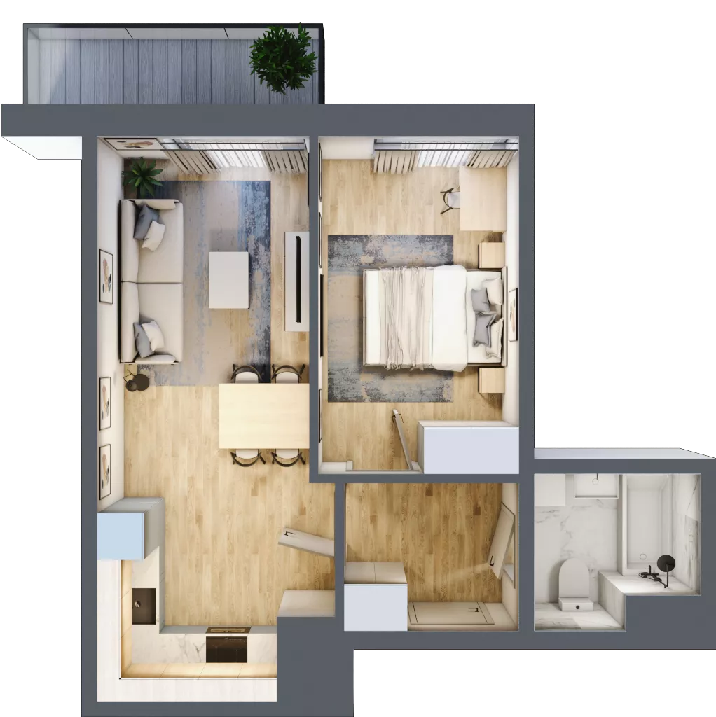 2 pokoje, mieszkanie 38,39 m², piętro 8, oferta nr B/215, 64 Dmowskiego, Poznań, Św. Łazarz, Łazarz, ul. R. Dmowskiego