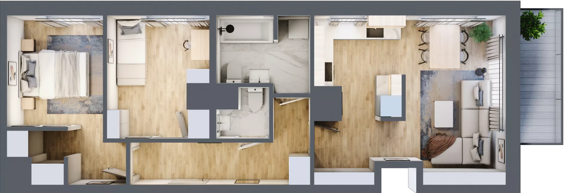 3 pokoje, mieszkanie 60,73 m², piętro 10, oferta nr B/223, 64 Dmowskiego, Poznań, Św. Łazarz, Łazarz, ul. R. Dmowskiego