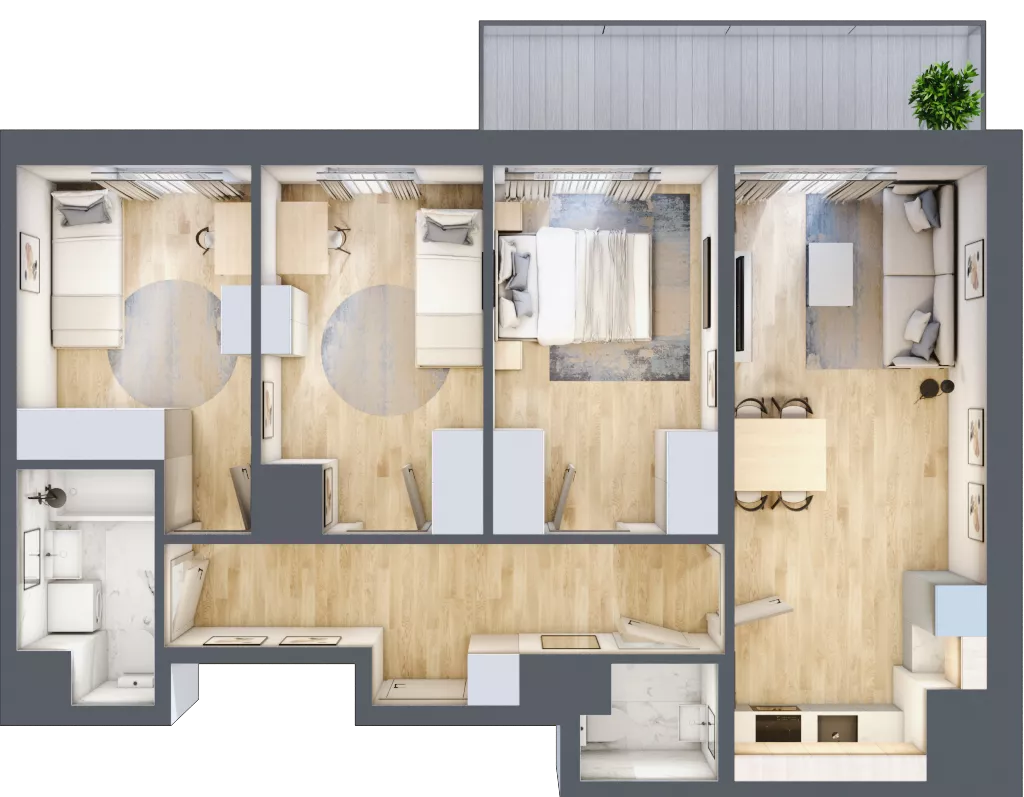4 pokoje, mieszkanie 67,38 m², piętro 10, oferta nr B/227, 64 Dmowskiego, Poznań, Św. Łazarz, Łazarz, ul. R. Dmowskiego