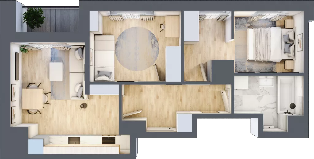 3 pokoje, mieszkanie 49,33 m², piętro 10, oferta nr B/228, 64 Dmowskiego, Poznań, Św. Łazarz, Łazarz, ul. R. Dmowskiego