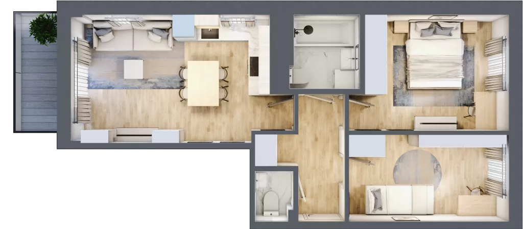 3 pokoje, mieszkanie 54,63 m², piętro 5, oferta nr 1/41, Osiedle Prystora, Warszawa, Ursus, Skorosze, ul. Prystora