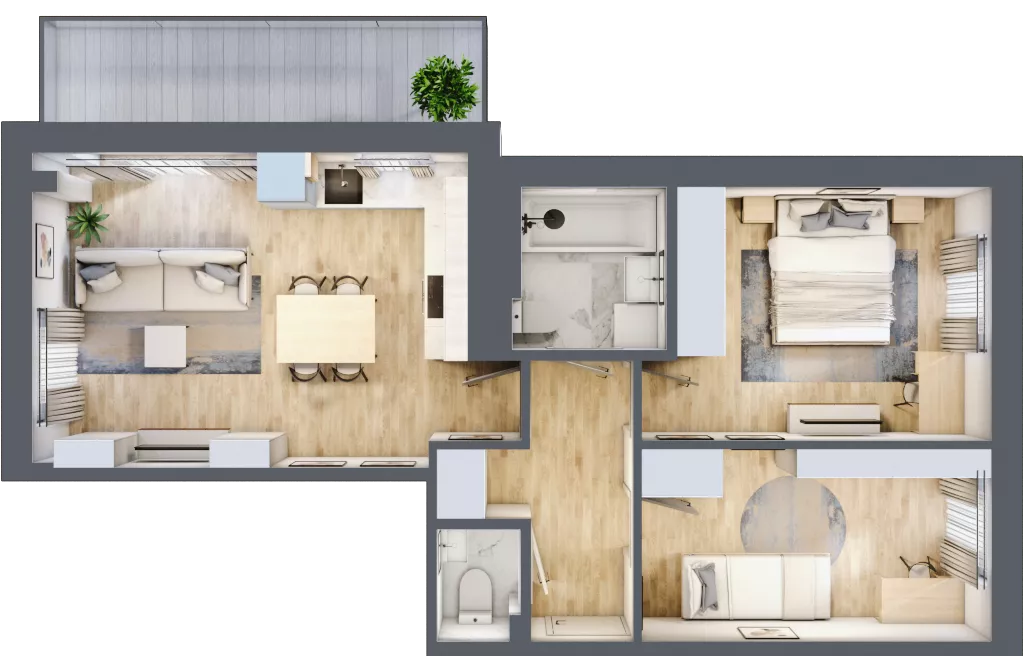 3 pokoje, mieszkanie 56,93 m², piętro 6, oferta nr 1/46, Osiedle Prystora, Warszawa, Ursus, Skorosze, ul. Prystora