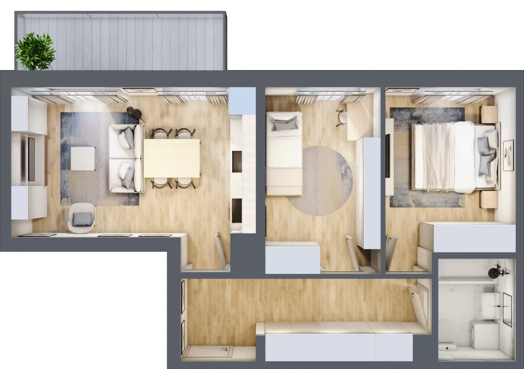 3 pokoje, mieszkanie 55,11 m², piętro 4, oferta nr 1/65, Osiedle Prystora, Warszawa, Ursus, Skorosze, ul. Prystora