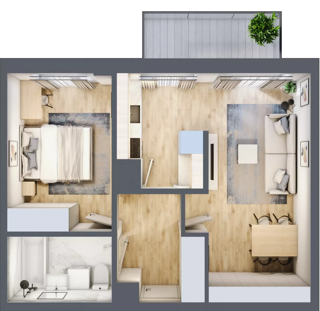 2 pokoje, mieszkanie 44,44 m², piętro 3, oferta nr 2/85, Osiedle Prystora, Warszawa, Ursus, Skorosze, ul. Prystora