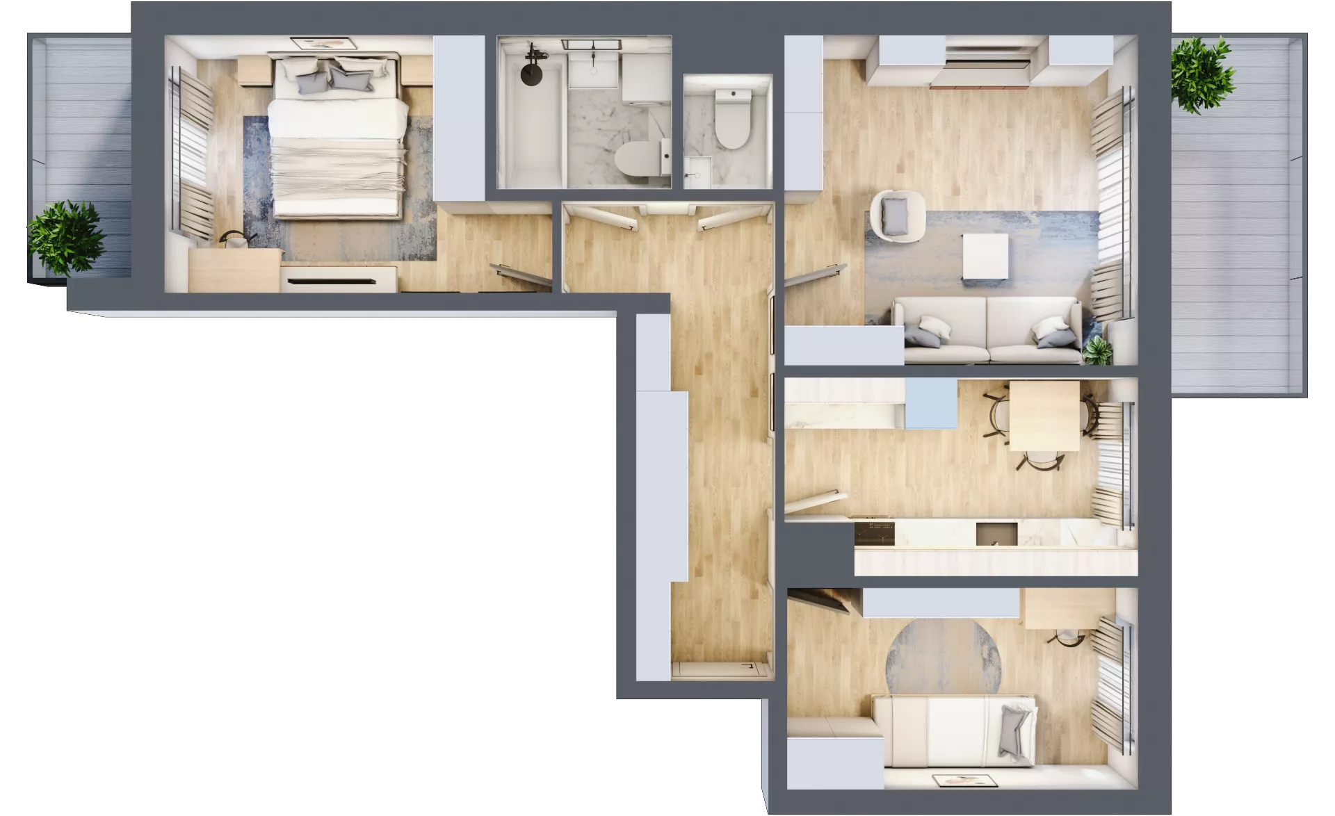 3 pokoje, mieszkanie 61,13 m², piętro 3, oferta nr 2/87, Osiedle Prystora, Warszawa, Ursus, Skorosze, ul. Prystora