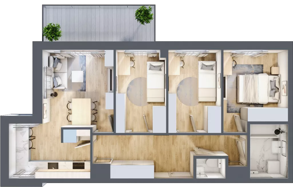 4 pokoje, mieszkanie 66,18 m², piętro 3, oferta nr 3/116, Osiedle Prystora, Warszawa, Ursus, Skorosze, ul. Prystora