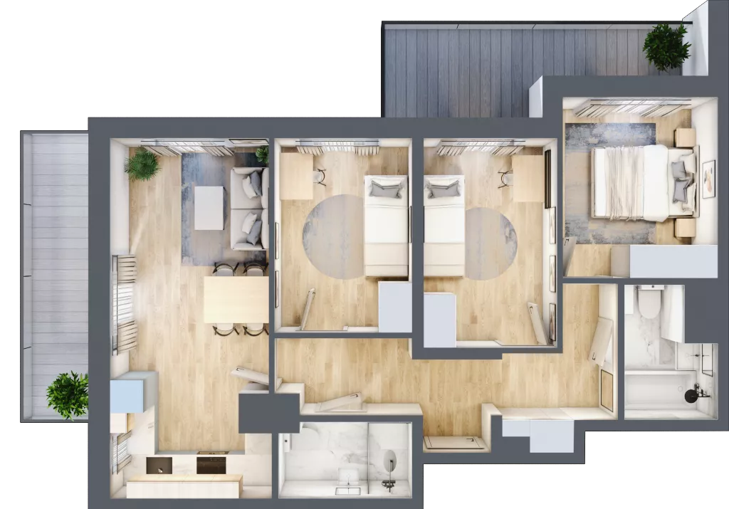 4 pokoje, mieszkanie 64,40 m², piętro 4, oferta nr 19/47, Przy Unii, Poznań, Żegrze, ul. Wagrowska 19 i 19A