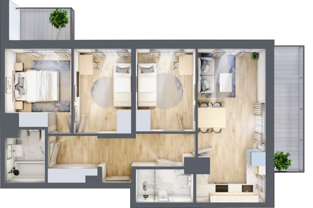 4 pokoje, mieszkanie 64,05 m², piętro 5, oferta nr 19/57, Przy Unii, Poznań, Żegrze, ul. Wagrowska 19 i 19A