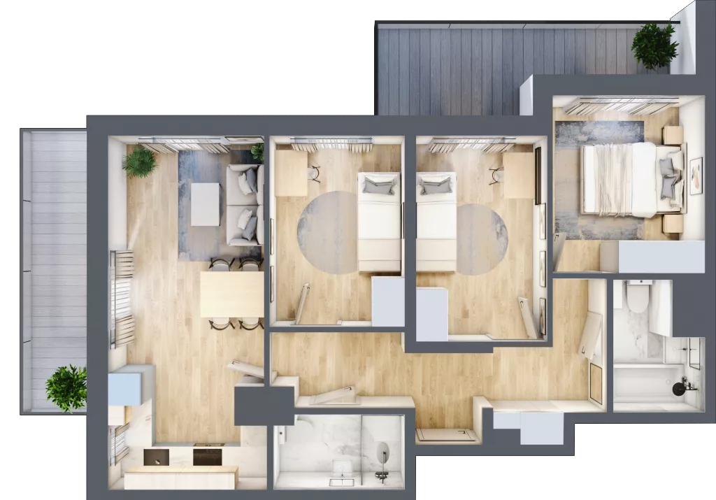 4 pokoje, mieszkanie 64,46 m², piętro 5, oferta nr 19/58, Przy Unii, Poznań, Żegrze, ul. Wagrowska 19 i 19A