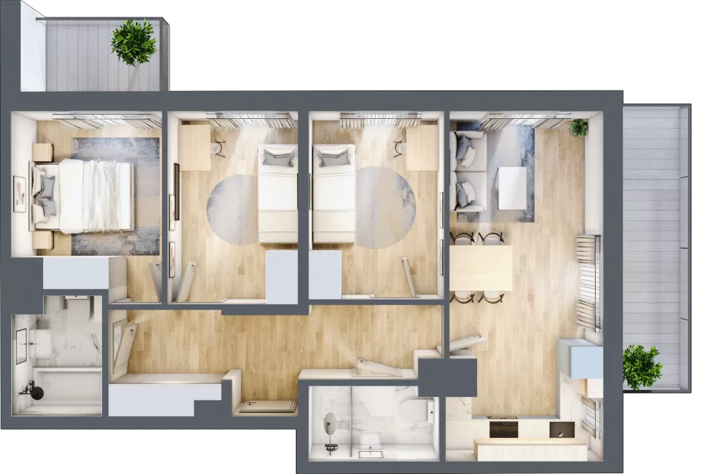 4 pokoje, mieszkanie 63,77 m², piętro 6, oferta nr 19/68, Przy Unii, Poznań, Żegrze, ul. Wagrowska 19 i 19A