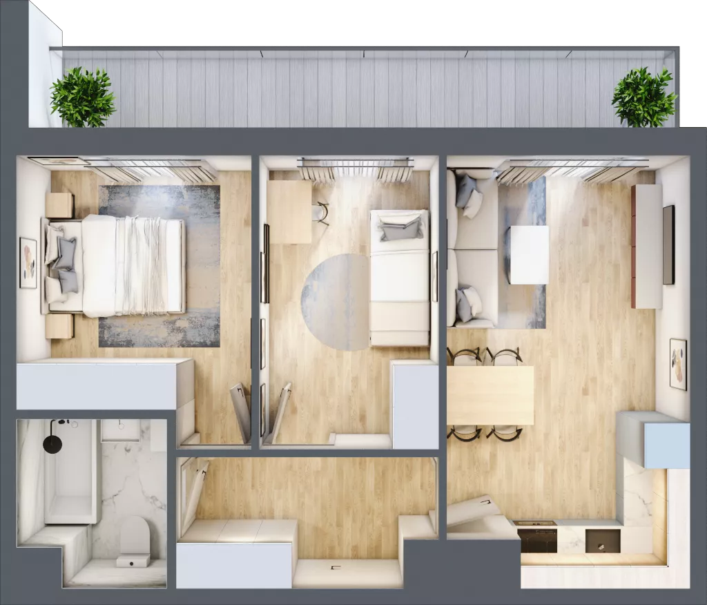 3 pokoje, mieszkanie 48,48 m², piętro 7, oferta nr 19/77, Przy Unii, Poznań, Żegrze, ul. Wagrowska 19 i 19A