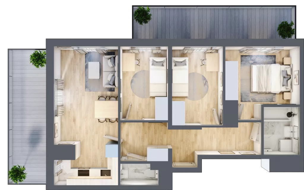 4 pokoje, mieszkanie 63,61 m², piętro 7, oferta nr 19/79, Przy Unii, Poznań, Żegrze, ul. Wagrowska 19 i 19A