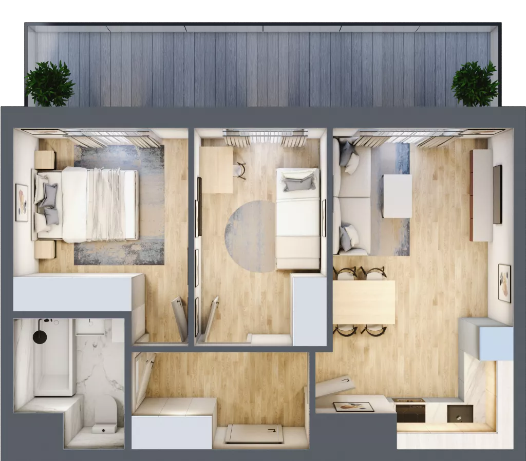 3 pokoje, mieszkanie 48,33 m², piętro 7, oferta nr 19/81, Przy Unii, Poznań, Żegrze, ul. Wagrowska 19 i 19A