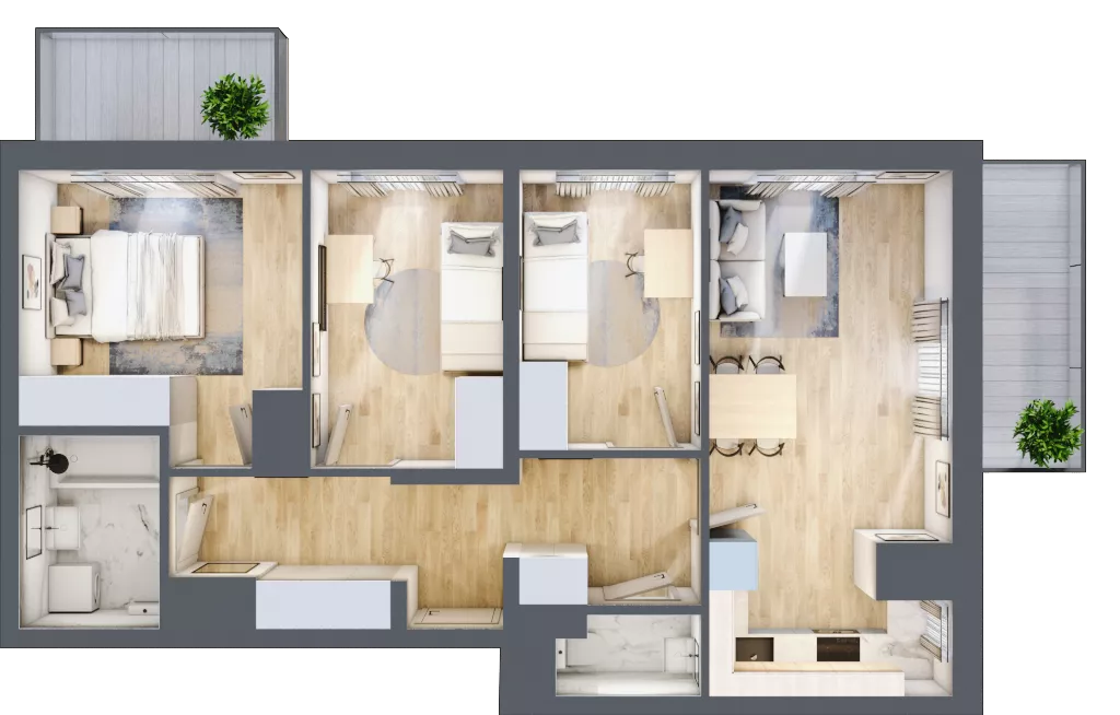 4 pokoje, mieszkanie 65,60 m², piętro 8, oferta nr 19/86, Przy Unii, Poznań, Żegrze, ul. Wagrowska 19 i 19A