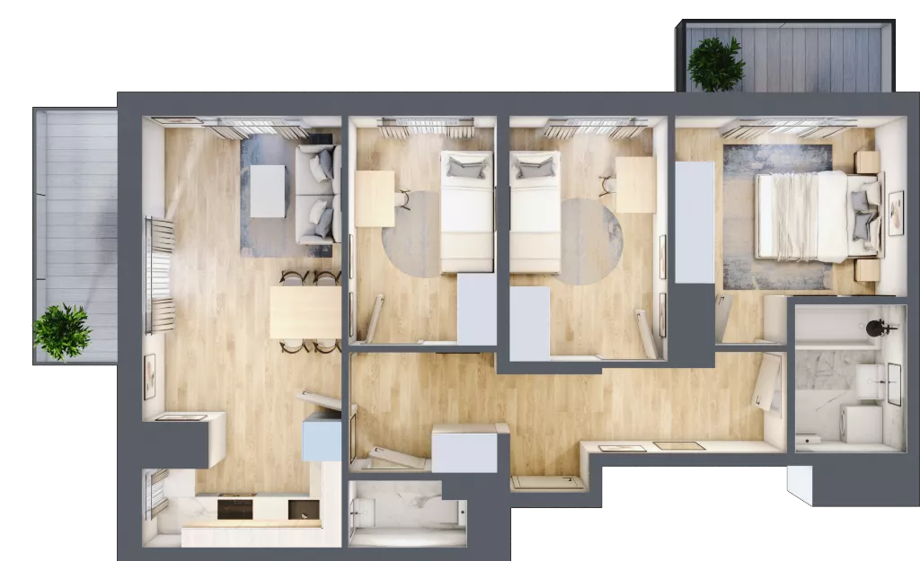 4 pokoje, mieszkanie 63,71 m², piętro 8, oferta nr 19/87, Przy Unii, Poznań, Żegrze, ul. Wagrowska 19 i 19A