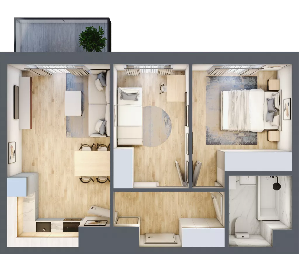 3 pokoje, mieszkanie 48,51 m², piętro 8, oferta nr 19/88, Przy Unii, Poznań, Żegrze, ul. Wagrowska 19 i 19A