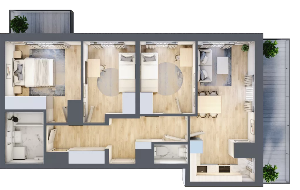 4 pokoje, mieszkanie 63,81 m², piętro 8, oferta nr 19/90, Przy Unii, Poznań, Żegrze, ul. Wagrowska 19 i 19A
