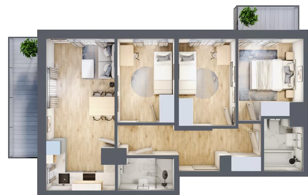 4 pokoje, mieszkanie 63,94 m², piętro 5, oferta nr 19A/54, Przy Unii, Poznań, Żegrze, ul. Wagrowska 19 i 19A