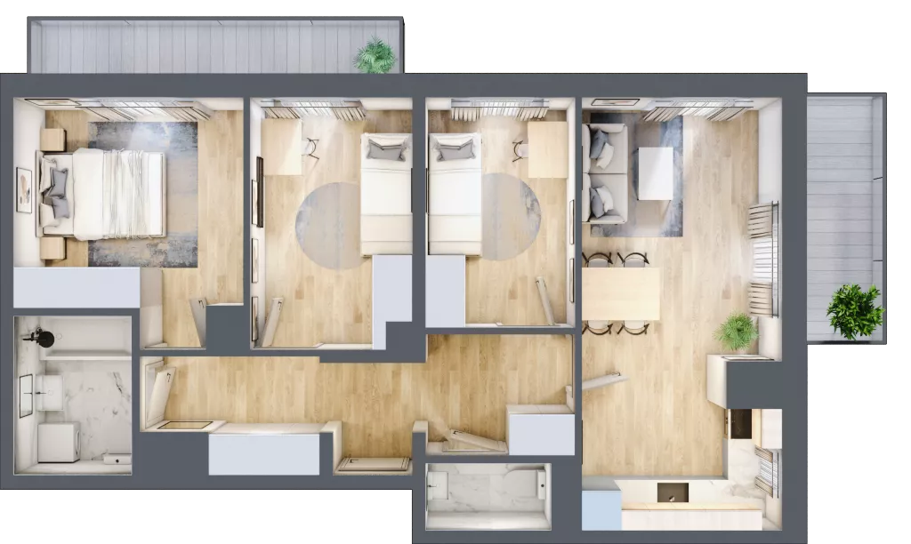 4 pokoje, mieszkanie 66,28 m², piętro 7, oferta nr 19A/79, Przy Unii, Poznań, Żegrze, ul. Wagrowska 19 i 19A