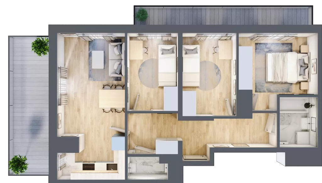 4 pokoje, mieszkanie 63,35 m², piętro 7, oferta nr 19A/80, Przy Unii, Poznań, Żegrze, ul. Wagrowska 19 i 19A