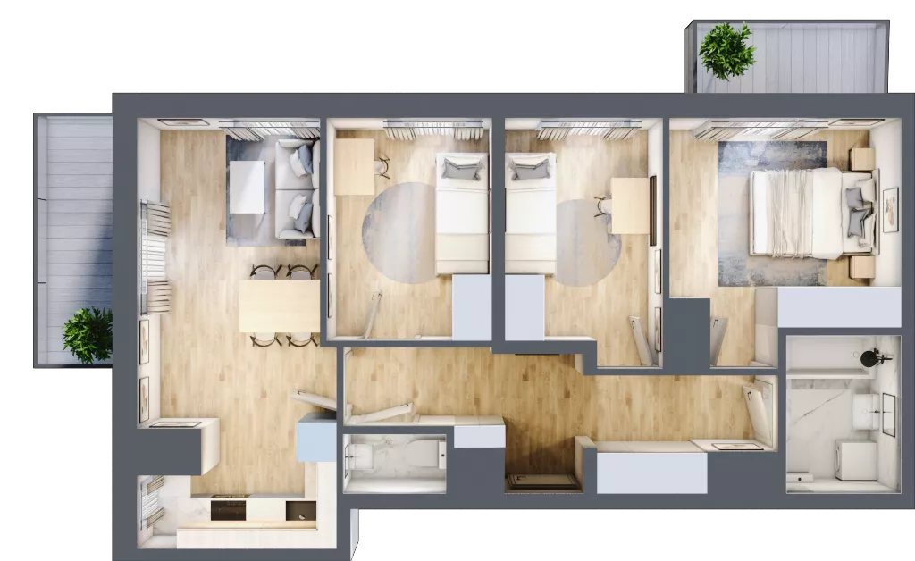 4 pokoje, mieszkanie 63,81 m², piętro 8, oferta nr 19A/84, Przy Unii, Poznań, Żegrze, ul. Wagrowska 19 i 19A