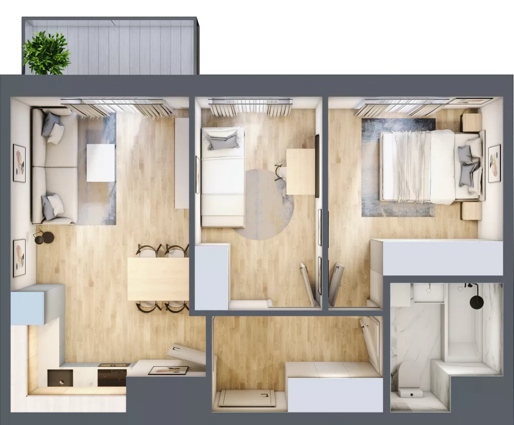 3 pokoje, mieszkanie 48,25 m², piętro 8, oferta nr 19A/85, Przy Unii, Poznań, Żegrze, ul. Wagrowska 19 i 19A