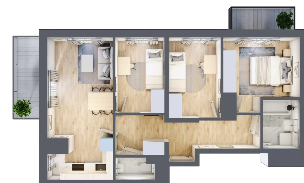 4 pokoje, mieszkanie 63,39 m², piętro 8, oferta nr 19A/88, Przy Unii, Poznań, Żegrze, ul. Wagrowska 19 i 19A