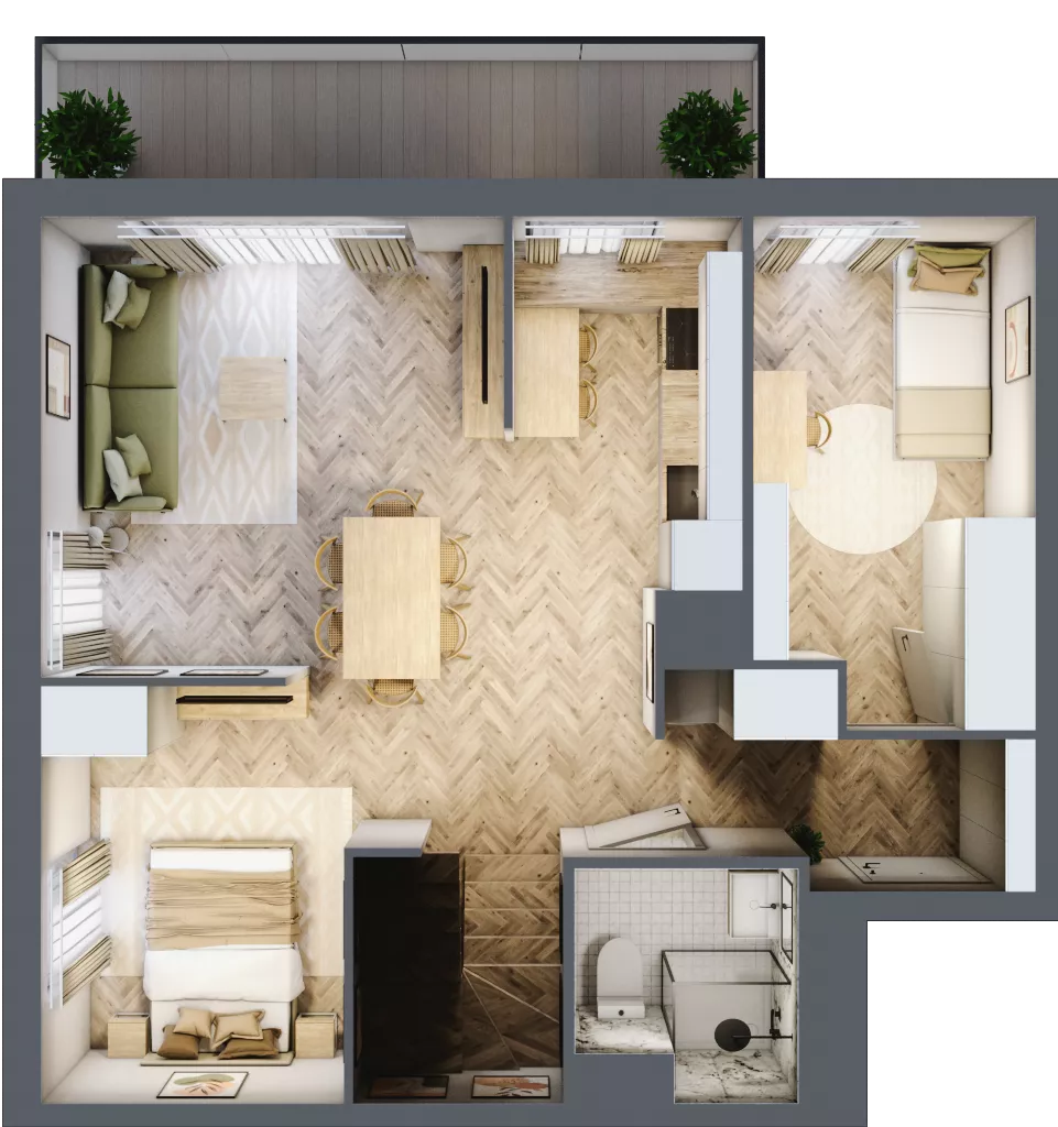 2 pokoje, mieszkanie 83,31 m², piętro 2, oferta nr A/17, Aalto, Gdańsk, Wrzeszcz, ul. Ogrodowa