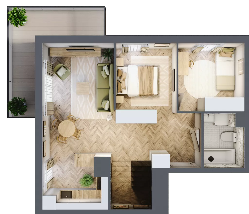 3 pokoje, mieszkanie 78,89 m², piętro 2, oferta nr B/12, Aalto, Gdańsk, Wrzeszcz, ul. Ogrodowa
