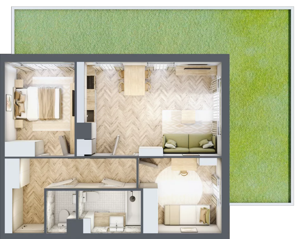 3 pokoje, mieszkanie 58,58 m², parter, oferta nr D/4, Aalto, Gdańsk, Wrzeszcz, ul. Ogrodowa