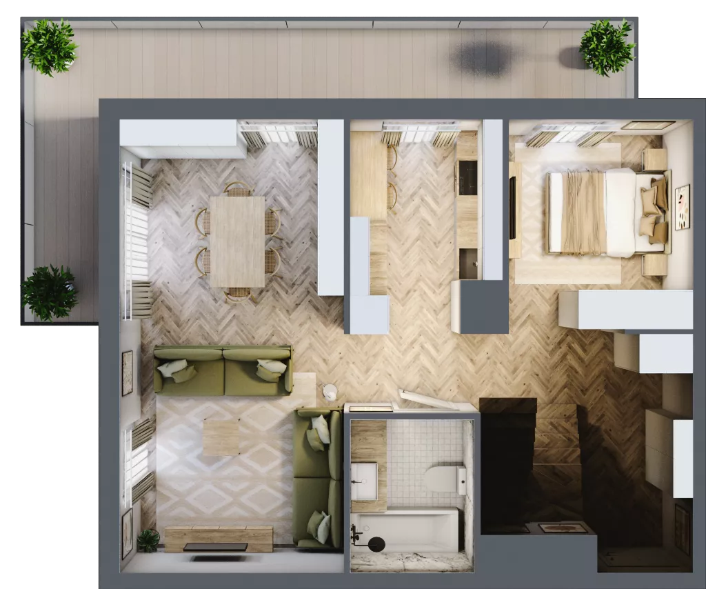 1 pokój, mieszkanie 93,30 m², piętro 2, oferta nr E/14, Aalto, Gdańsk, Wrzeszcz, ul. Ogrodowa
