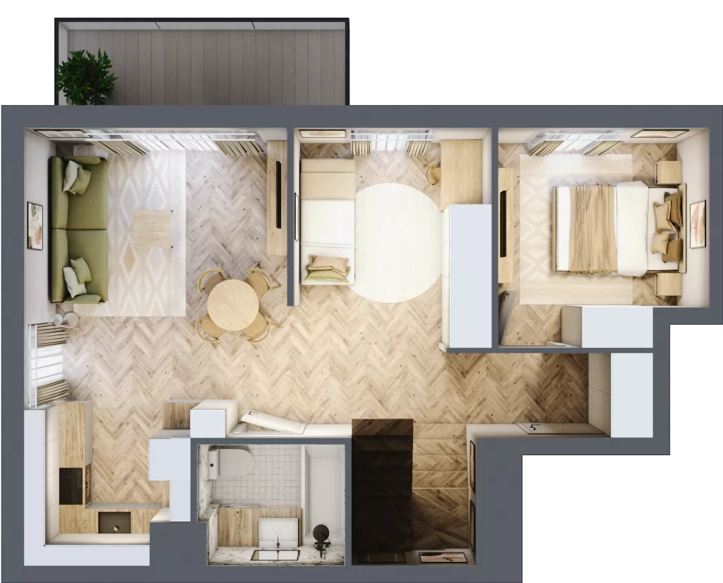 2 pokoje, mieszkanie 75,94 m², piętro 2, oferta nr E/15, Aalto, Gdańsk, Wrzeszcz, ul. Ogrodowa