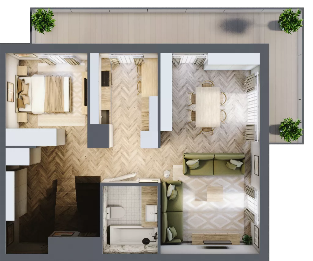 1 pokój, mieszkanie 93,30 m², piętro 2, oferta nr F/14, Aalto, Gdańsk, Wrzeszcz, ul. Ogrodowa