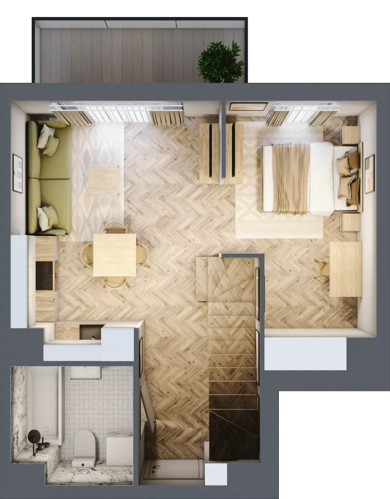 2 pokoje, mieszkanie 55,12 m², piętro 2, oferta nr F/15, Aalto, Gdańsk, Wrzeszcz, ul. Ogrodowa