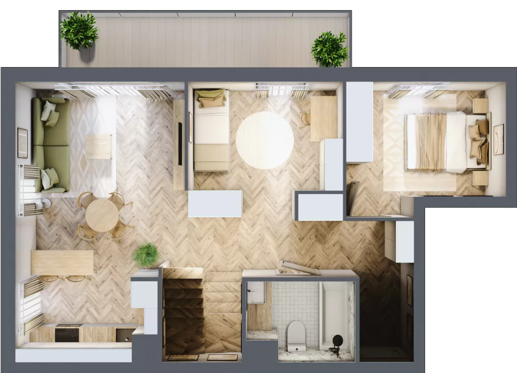 2 pokoje, mieszkanie 84,32 m², piętro 2, oferta nr F/12, Aalto, Gdańsk, Wrzeszcz, ul. Ogrodowa