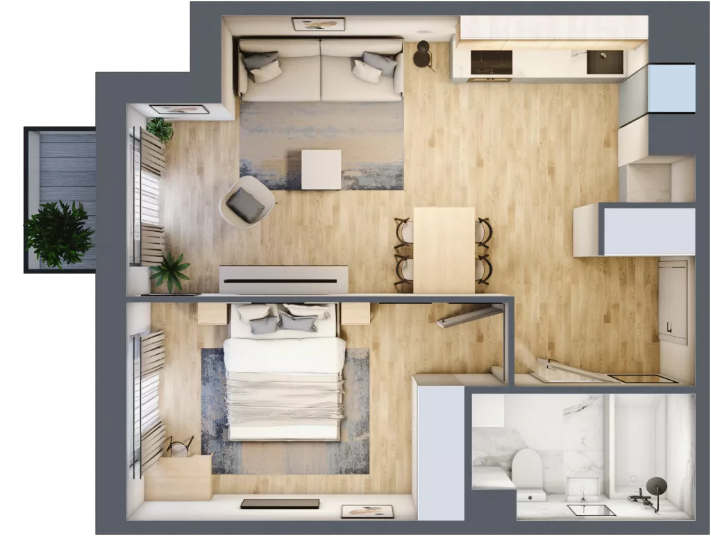 2 pokoje, mieszkanie 43,20 m², piętro 1, oferta nr 30/21, Osiedle Dolina Prądnika, Kraków, Prądnik Biały, ul. Glogera 30 i 30 A