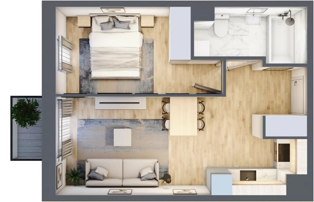 2 pokoje, mieszkanie 37,47 m², piętro 1, oferta nr 30A/21, Osiedle Dolina Prądnika, Kraków, Prądnik Biały, ul. Glogera 30 i 30 A