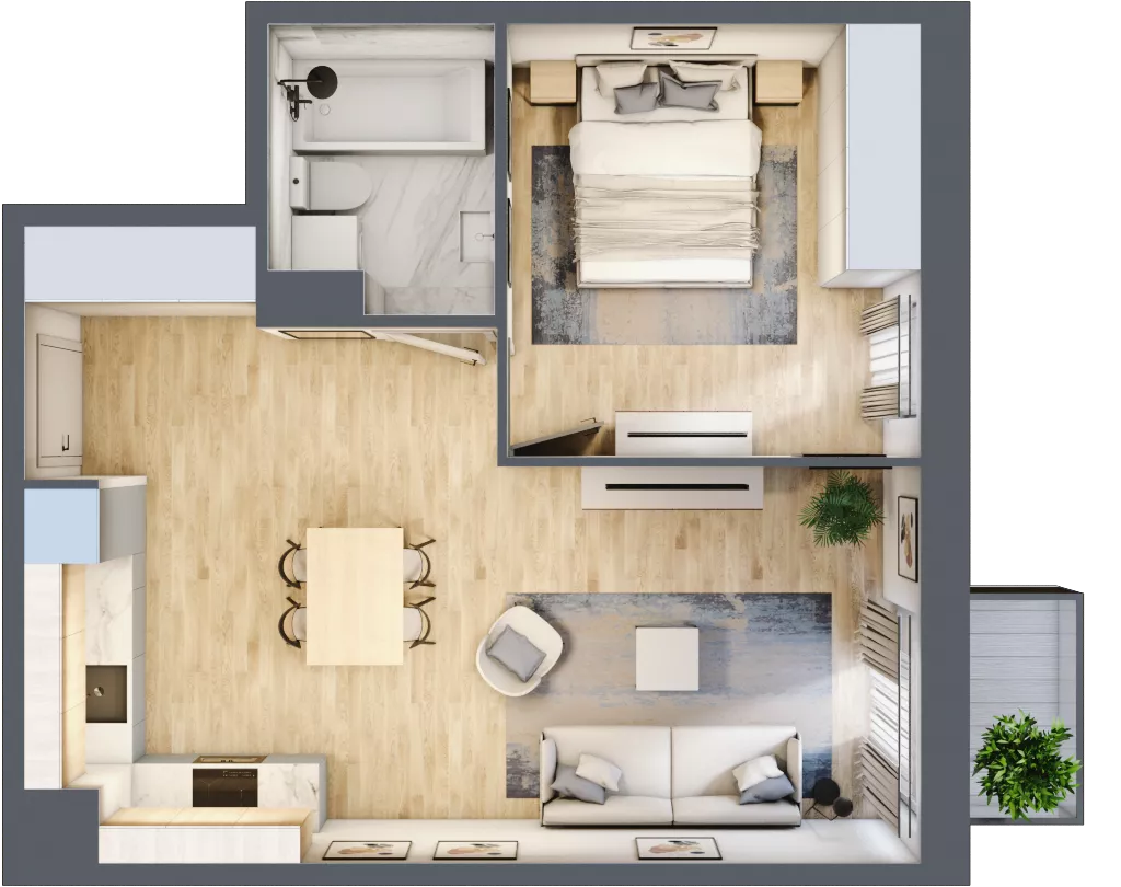 2 pokoje, mieszkanie 44,16 m², piętro 3, oferta nr 30A/37, Osiedle Dolina Prądnika, Kraków, Prądnik Biały, ul. Glogera 30 i 30 A